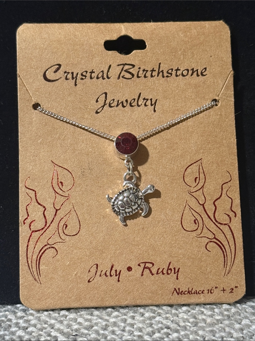 July Ruby Turtle Necklace